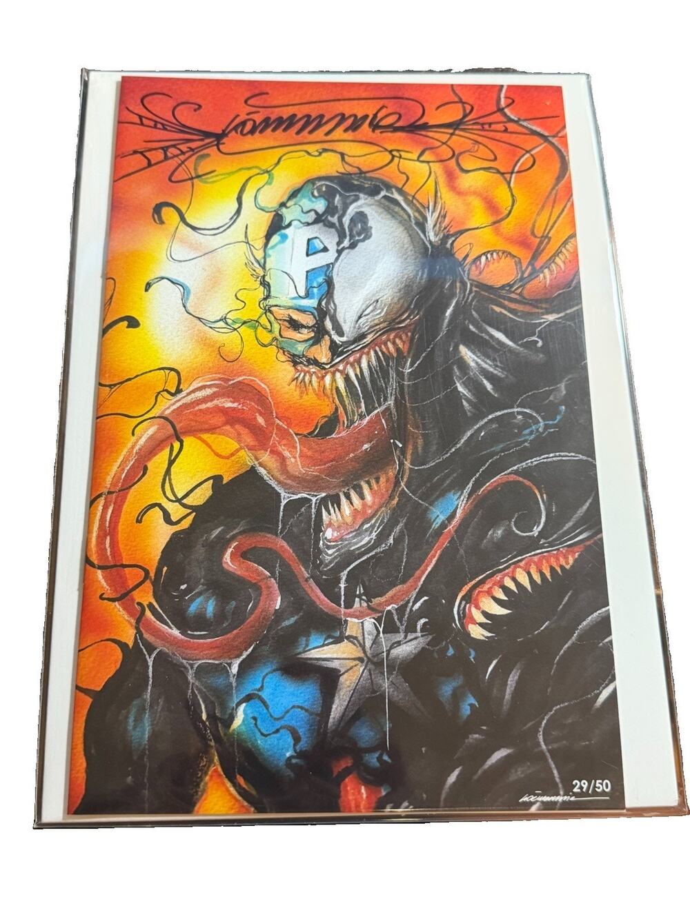 Gorkem Demir Sketchbook Venomized Captain America LTD 29/50 Megacon Signed COA